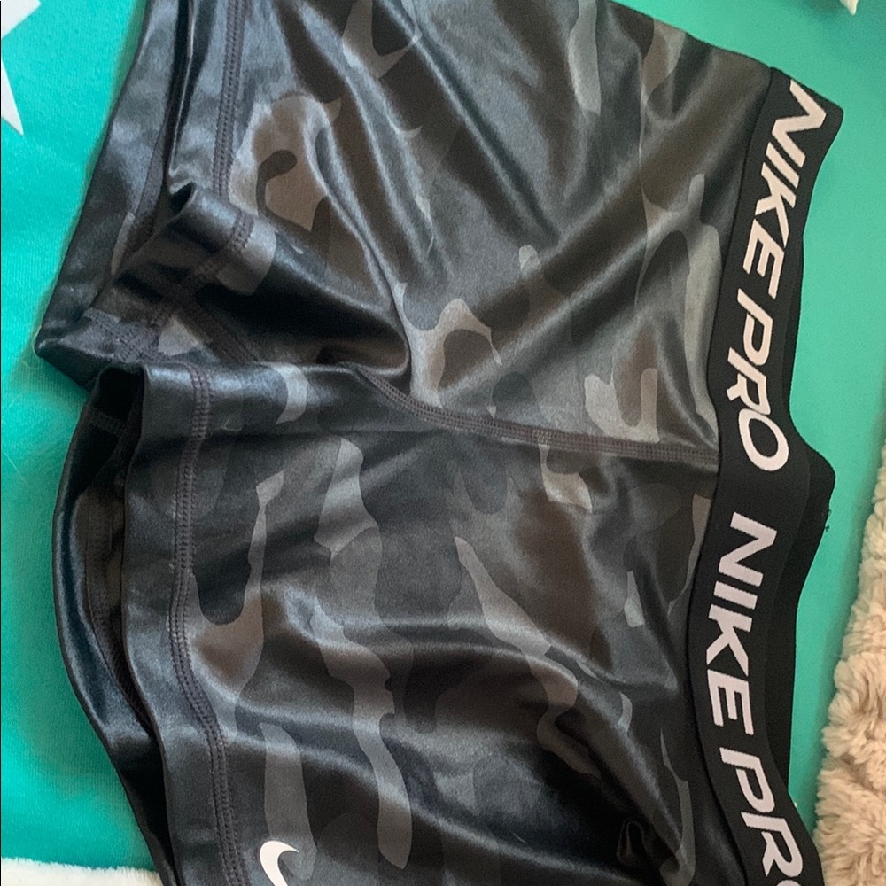 Nike Pro Black and Gray Camo Shorts